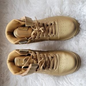 Gold fila hi tops